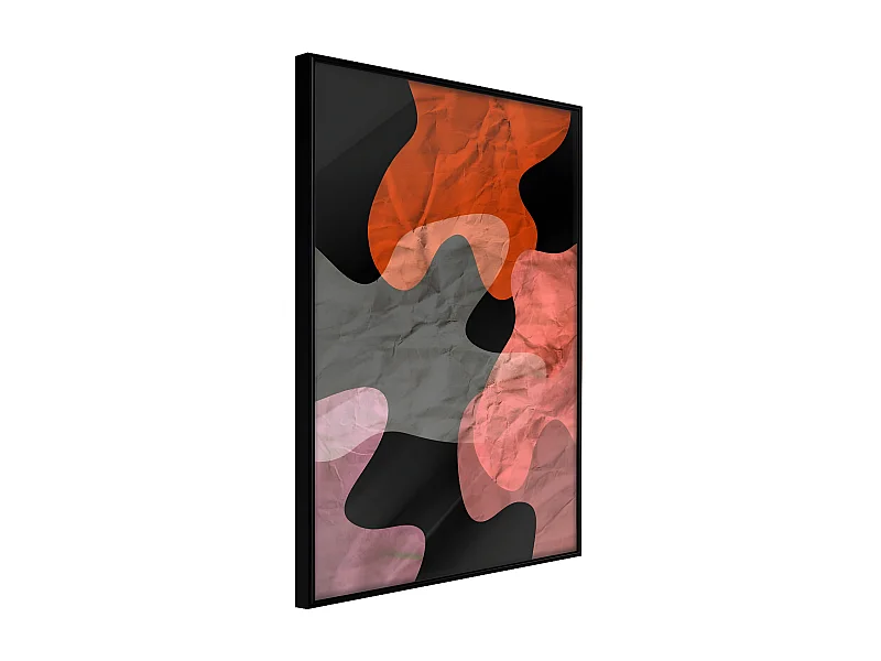 Affiche Murale Encadrée "Colourful Camouflage Orange" 30 x 42 cm Noir
