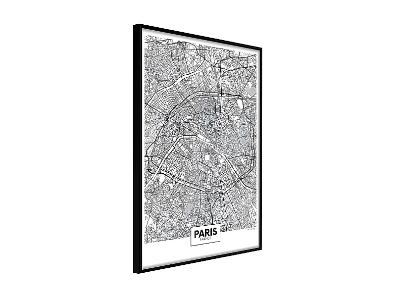 Affiche Murale Encadrée "City Map Paris" 30 x 42 cm Noir