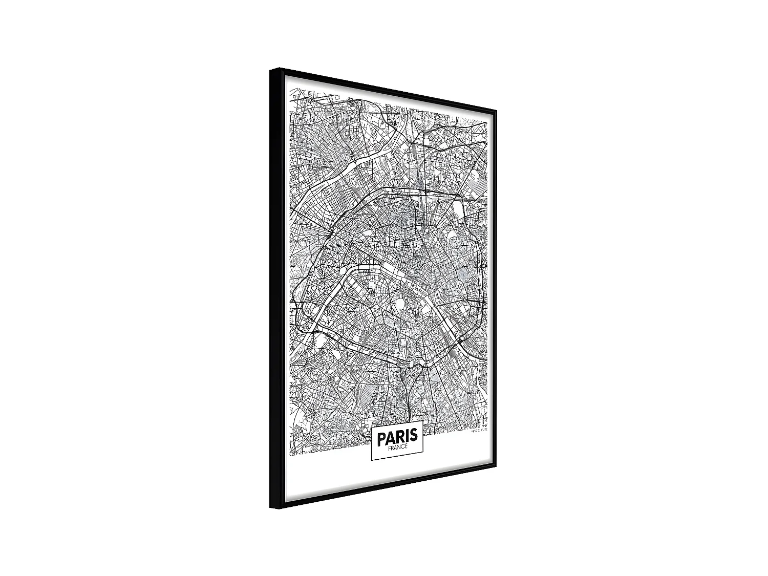 Affiche Murale Encadrée "City Map Paris" 30 x 42 cm Noir