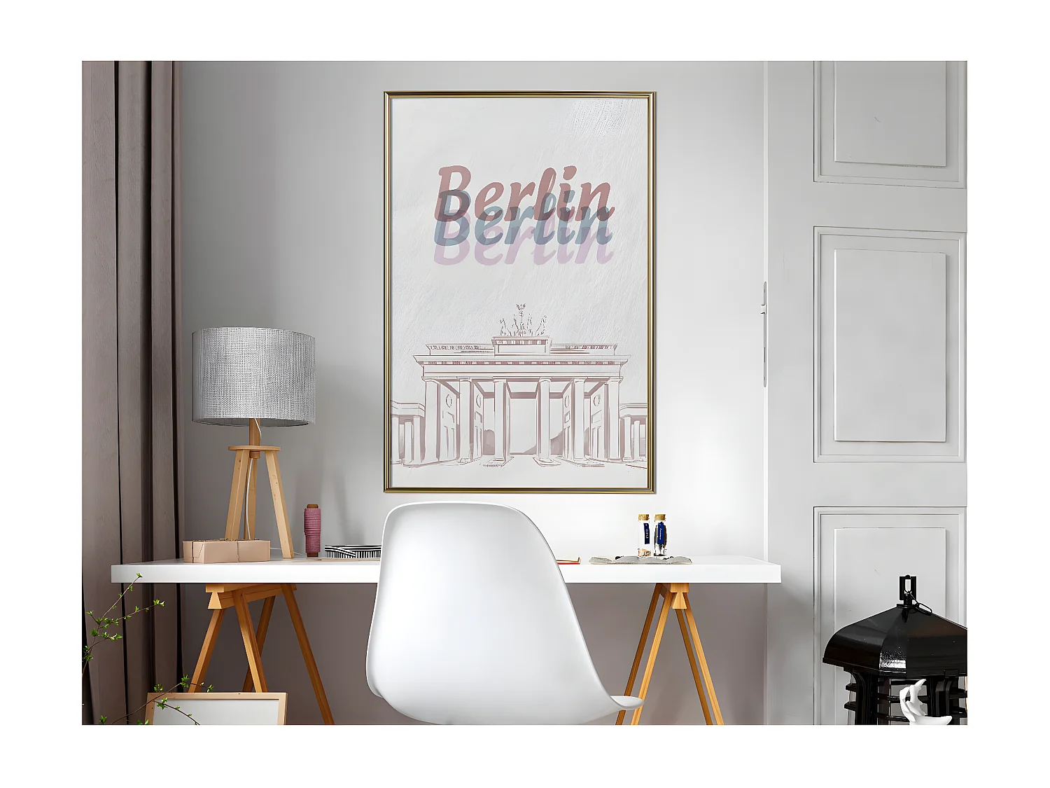 Affiche Murale Encadrée "Pastel Berlin" 40 x 60 cm Or