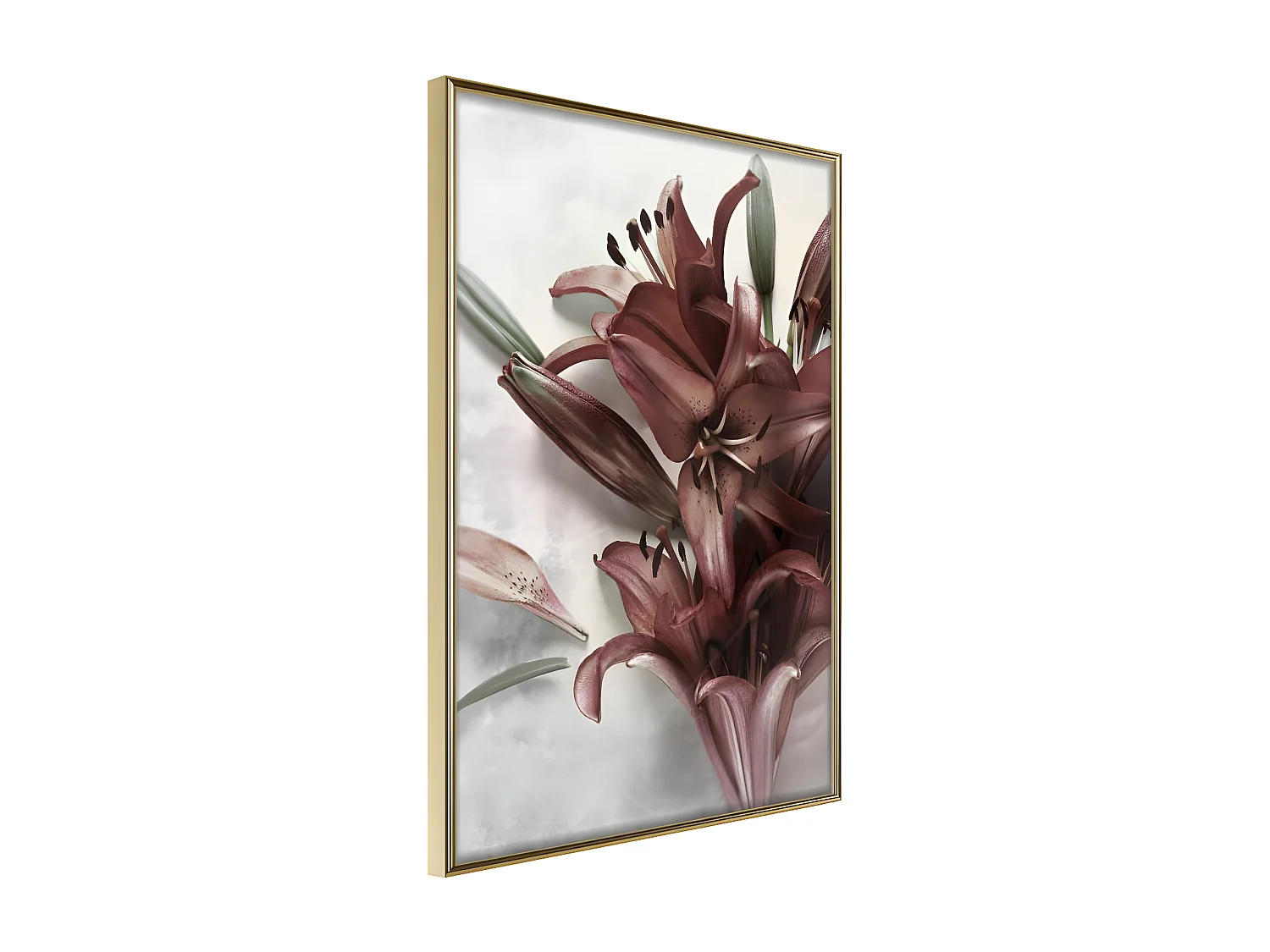 Affiche Murale Encadrée "Burgundy Solace" 21 x 30 cm Or