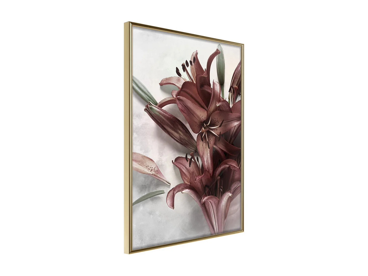 Affiche Murale Encadrée "Burgundy Solace" 21 x 30 cm Or