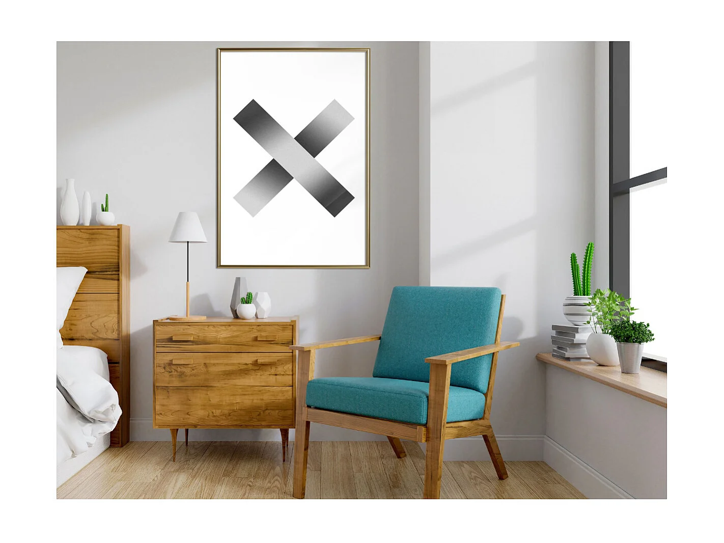 Affiche Murale Encadrée "X" 40 x 60 cm Or