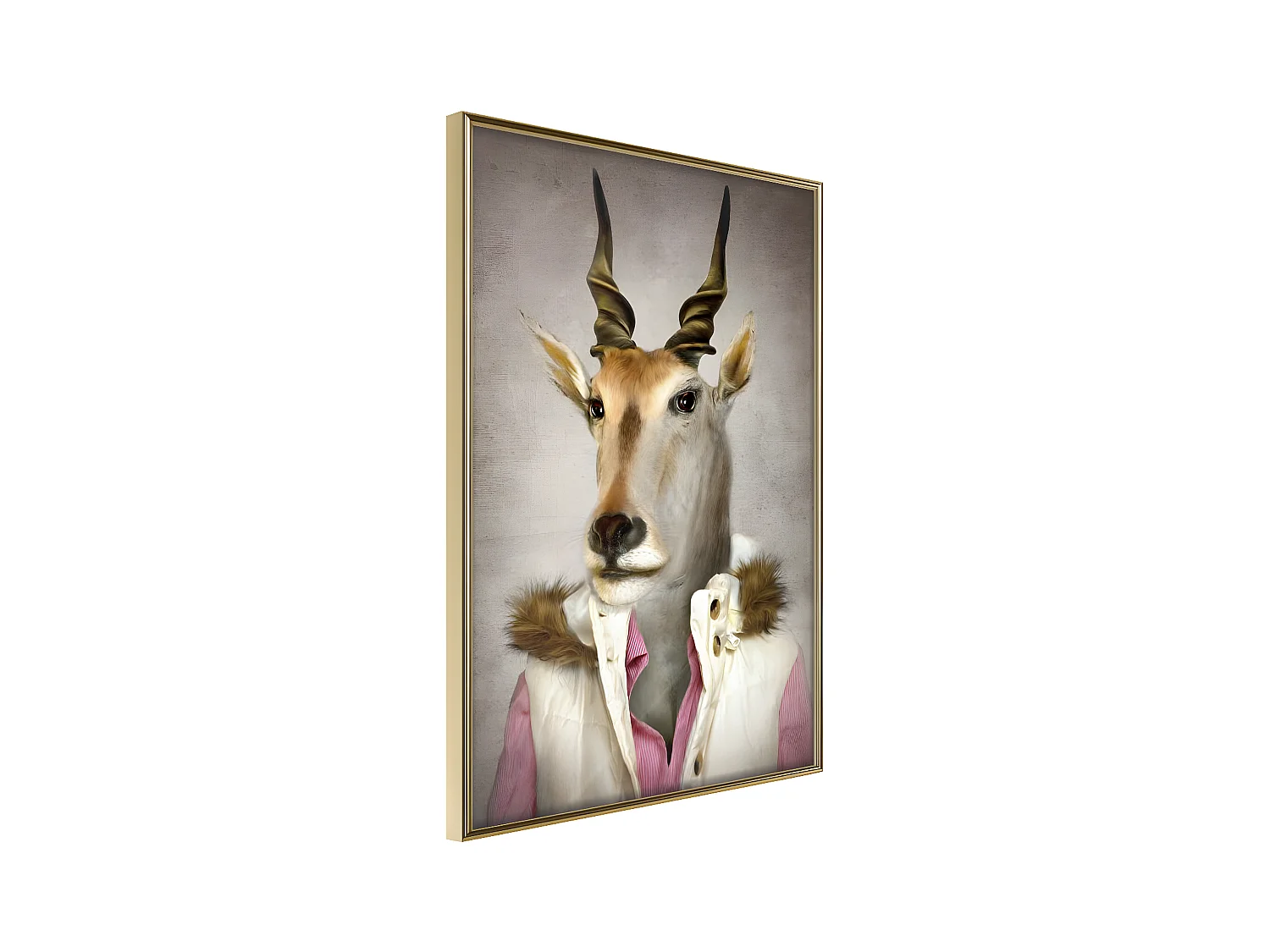 Affiche Murale Encadrée "Animal Alter Ego Antelope" 30 x 42 cm Or