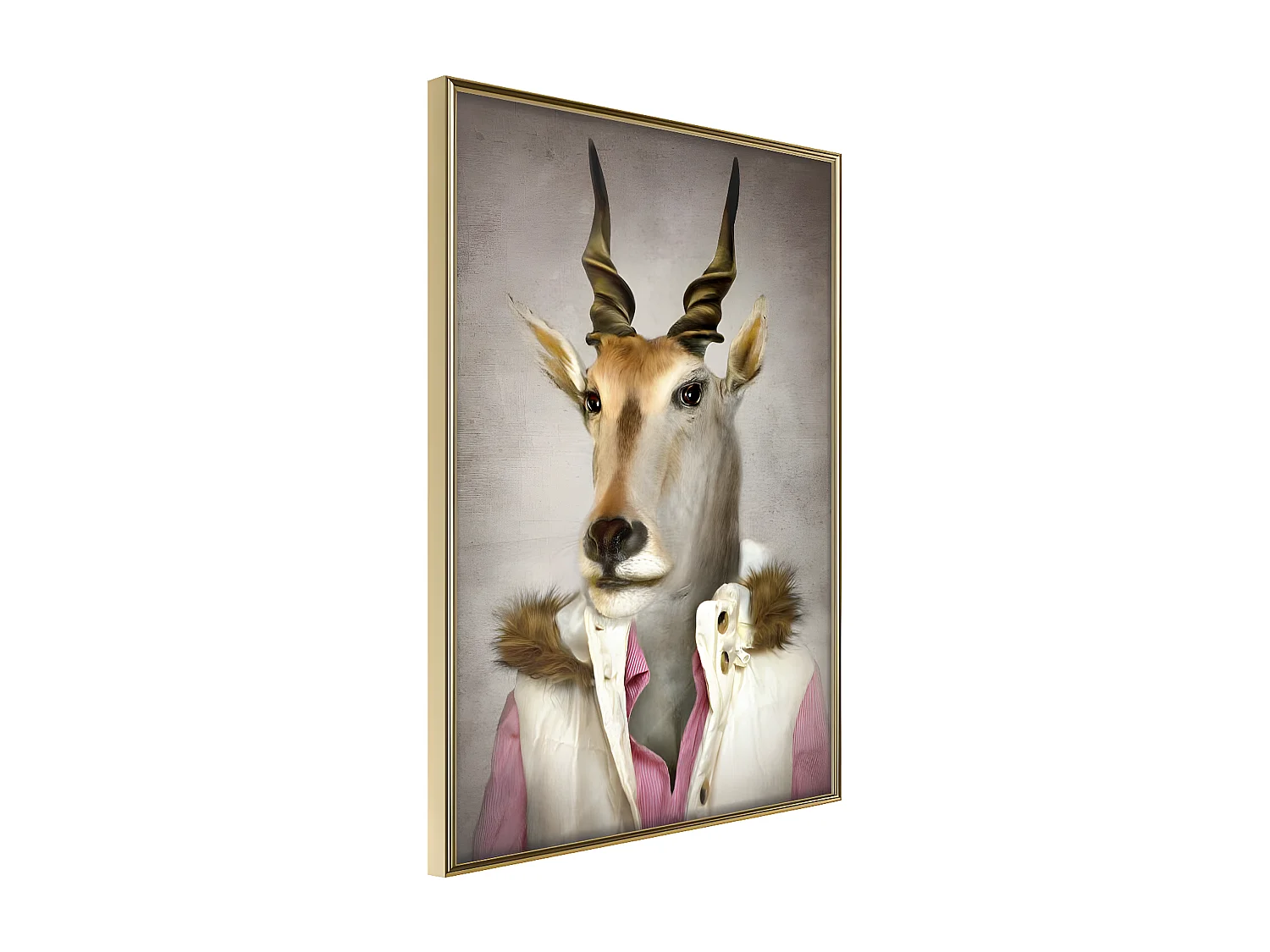 Affiche Murale Encadrée "Animal Alter Ego Antelope" 30 x 42 cm Or