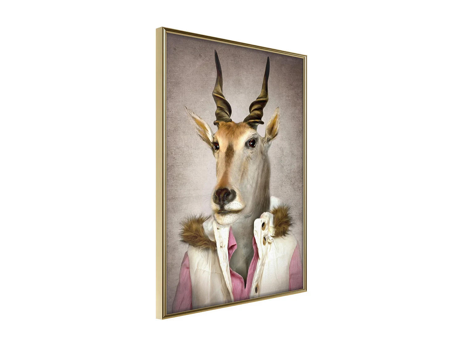 Affiche Murale Encadrée "Animal Alter Ego Antelope" 30 x 42 cm Or