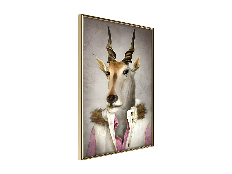Affiche Murale Encadrée "Animal Alter Ego Antelope" 30 x 42 cm Or