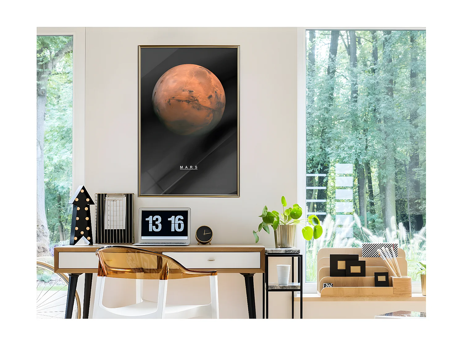 Affiche Murale Encadrée "The Solar System Mars" 40 x 60 cm Or
