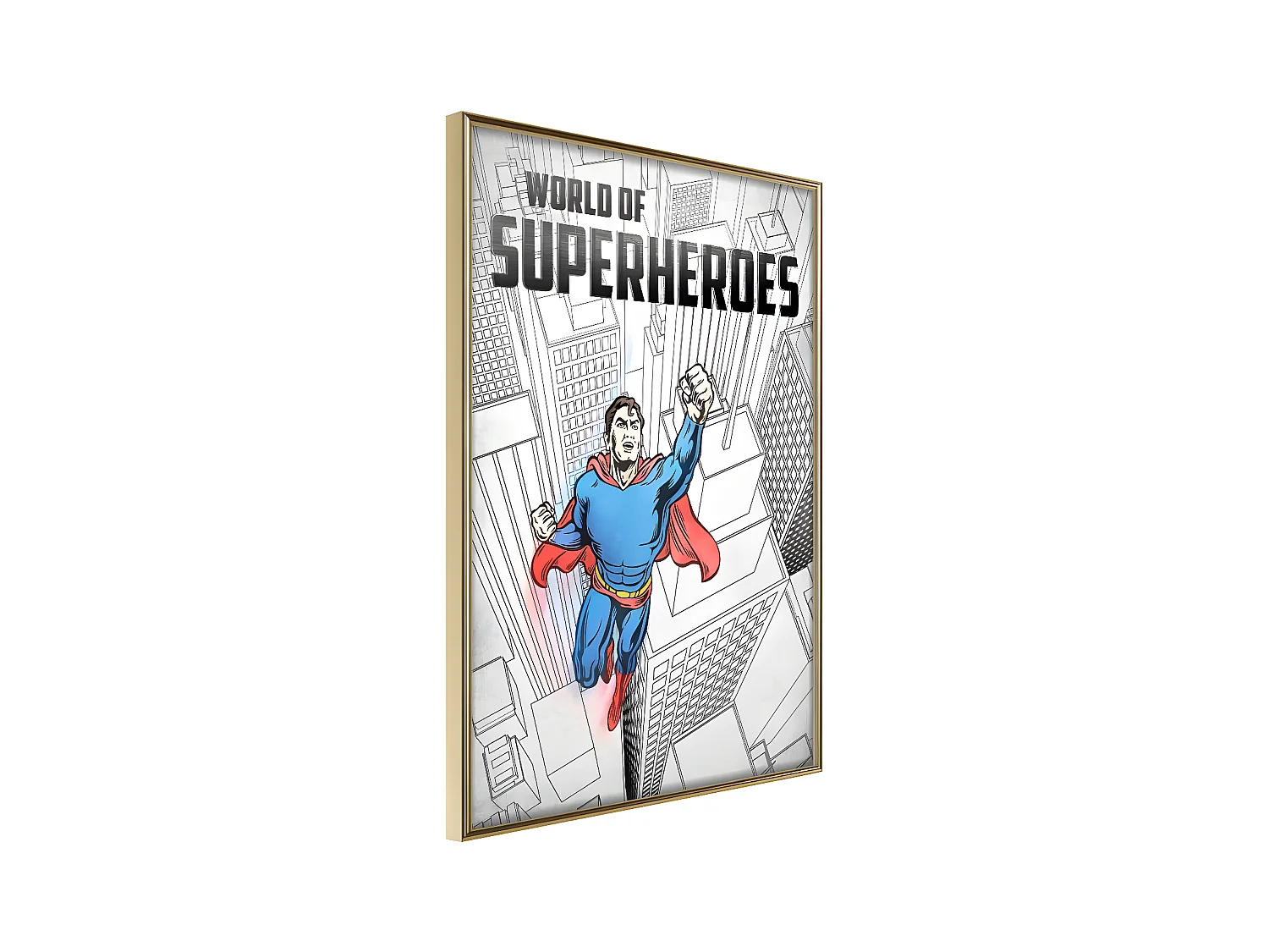 Affiche Murale Encadrée "Superhero" 21 x 30 cm Or