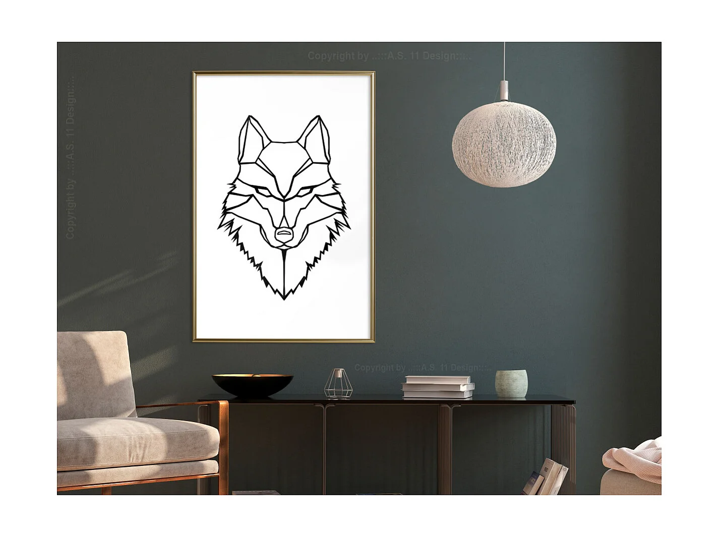 Affiche Murale Encadrée "Wolf Look" 40 x 60 cm Or