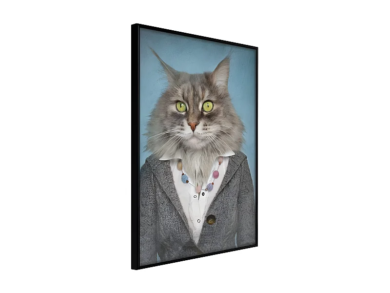 Affiche Murale Encadrée "Animal Alter Ego Cat" 30 x 42 cm Noir