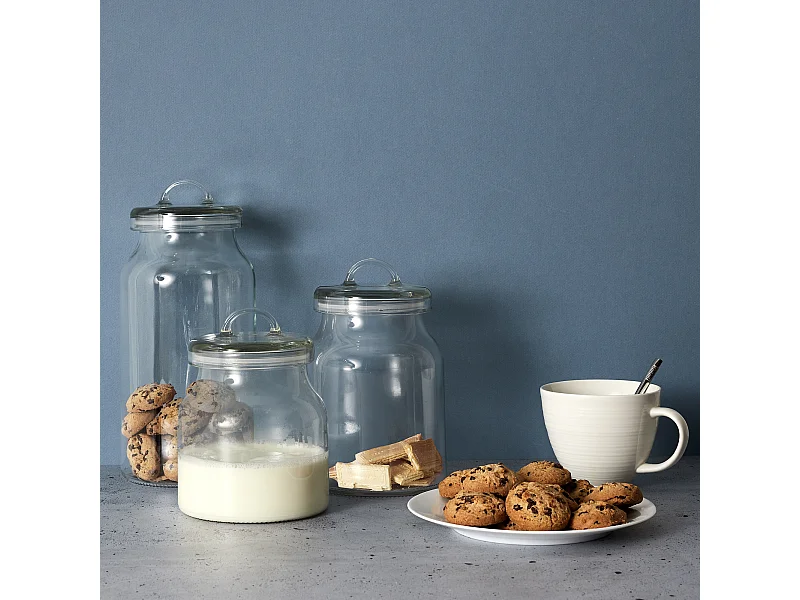 Bocal En Verre Avec Couvercle 2.7l Transparent, Argent