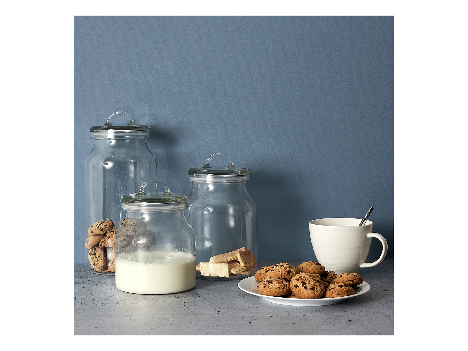 Bocal En Verre Avec Couvercle 2.7l Transparent, Argent