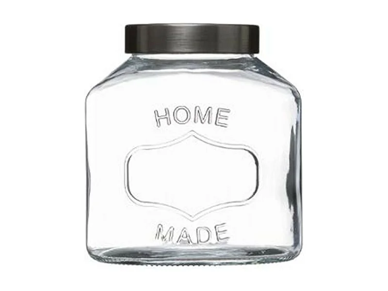 Bocal en Verre "Ovale "Inox" 1L Transparent