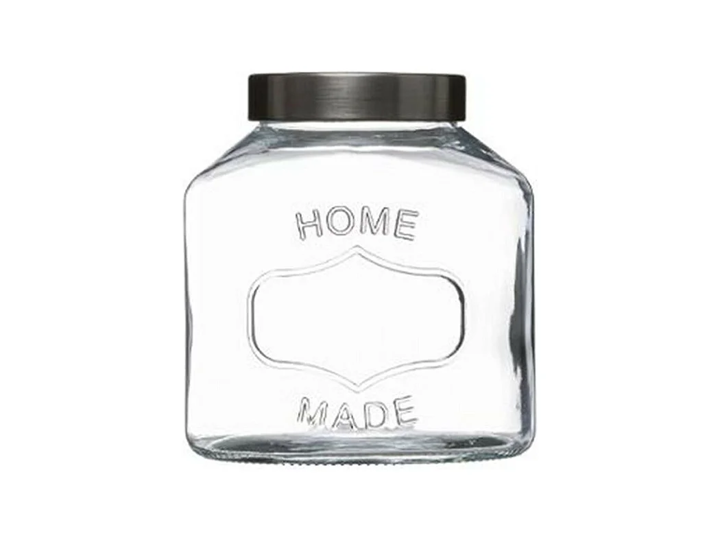 Bocal en Verre "Ovale "Inox" 1L Transparent