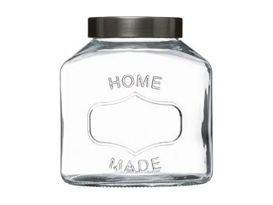 Bocal en Verre "Ovale "Inox" 1L Transparent