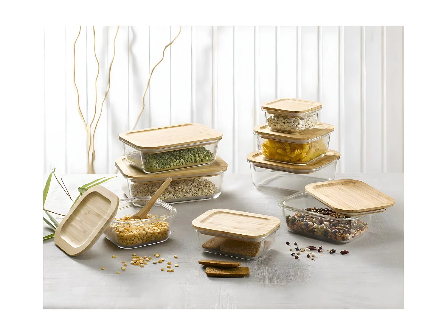 Boîte de Conservation Carrée "Bambou" 0,52L Naturel