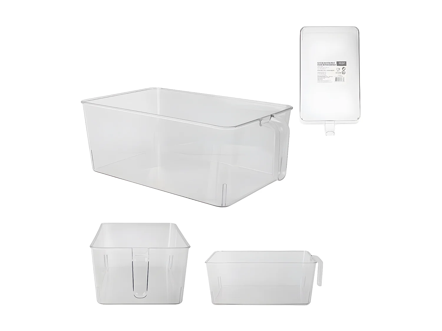 Bac de Rangement à Poignée "Frigo" 18cm Transparent