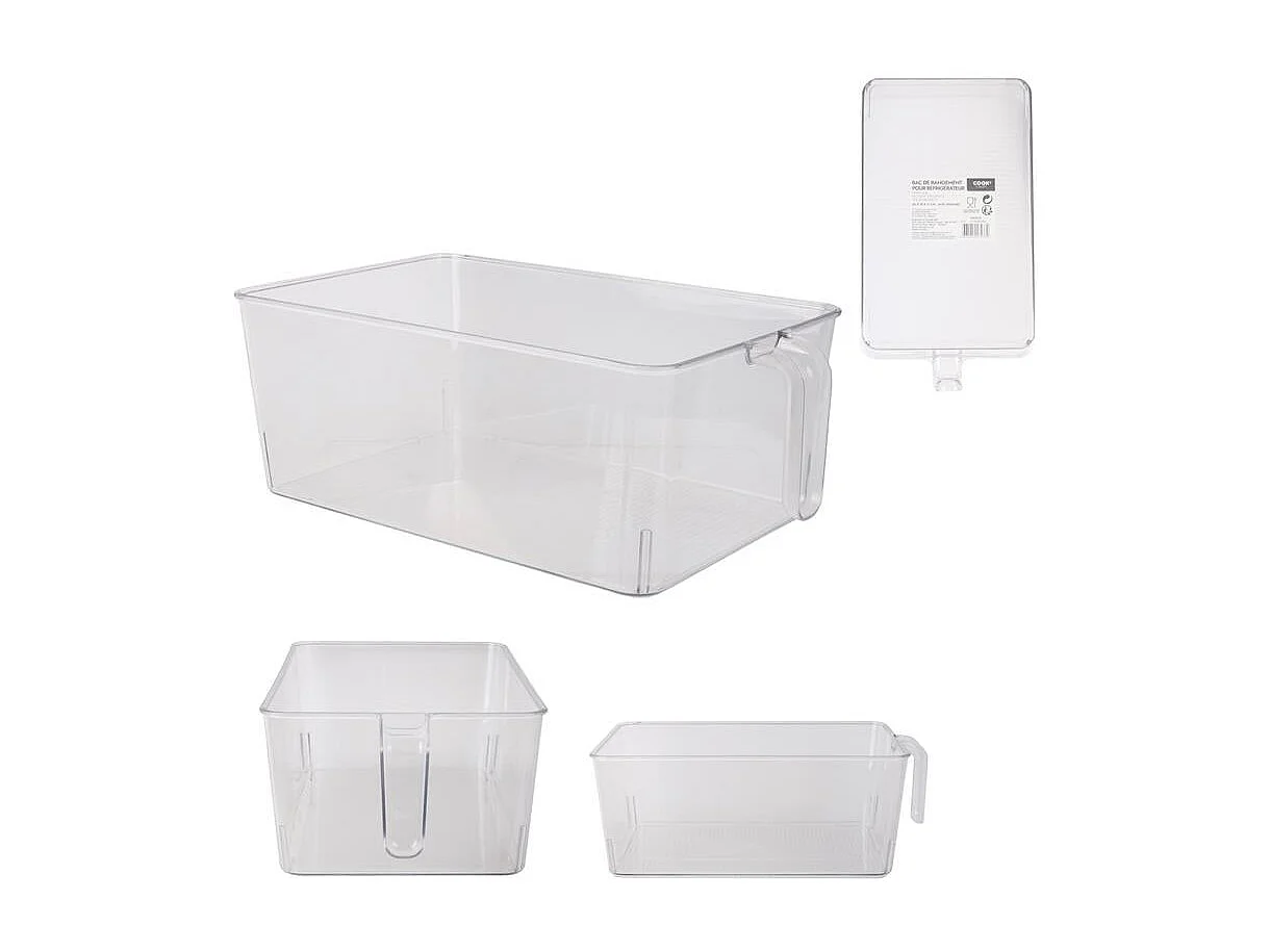 Bac de Rangement à Poignée "Frigo" 18cm Transparent