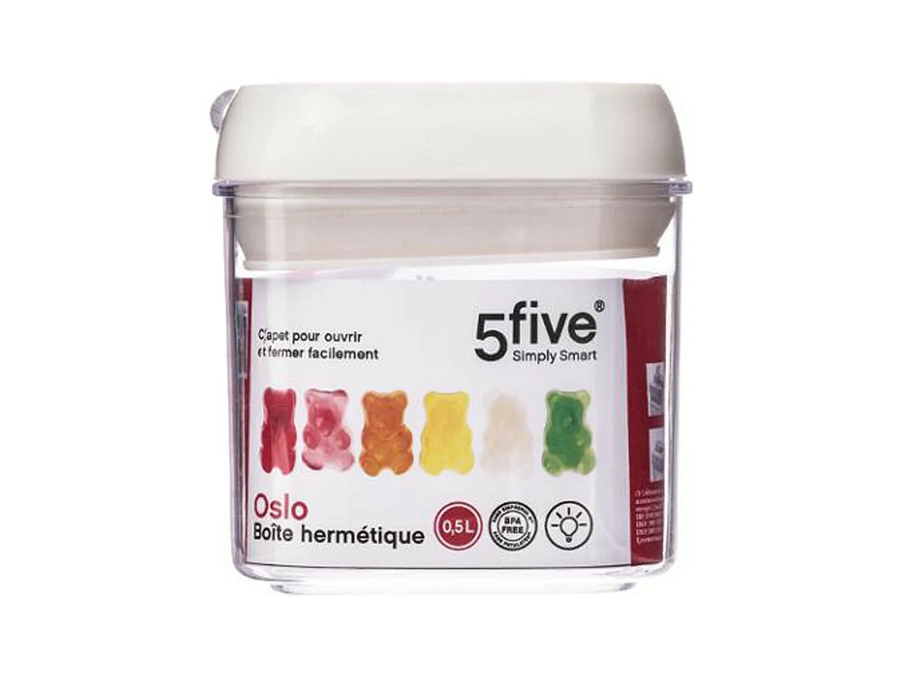 Bocal en Plastique Carré "Oslo" 500mL Transparent