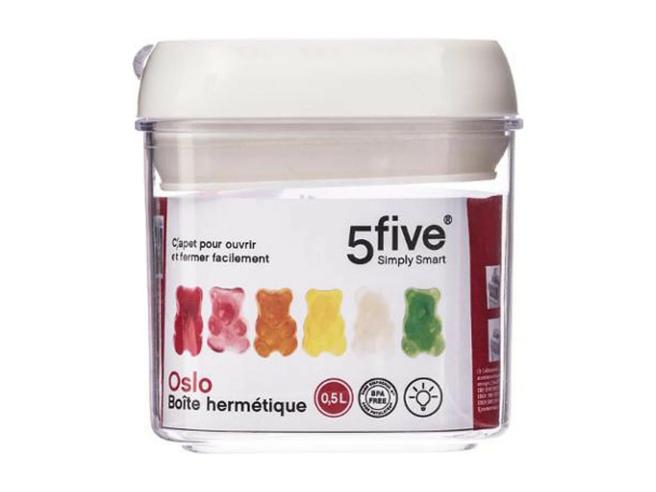 Bocal en Plastique Carré "Oslo" 500mL Transparent