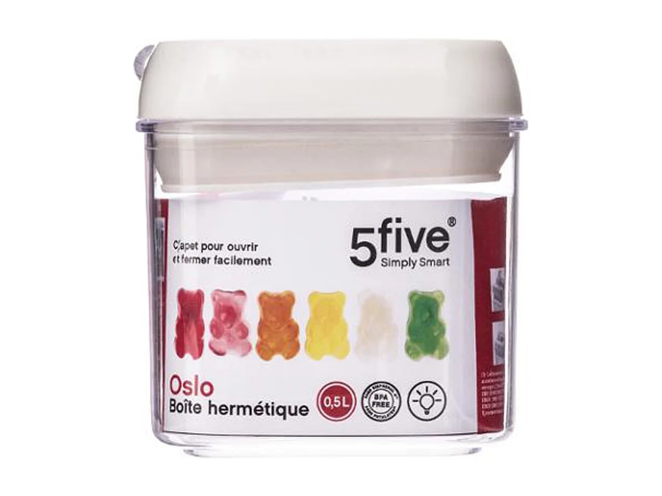 Bocal en Plastique Carré "Oslo" 500mL Transparent