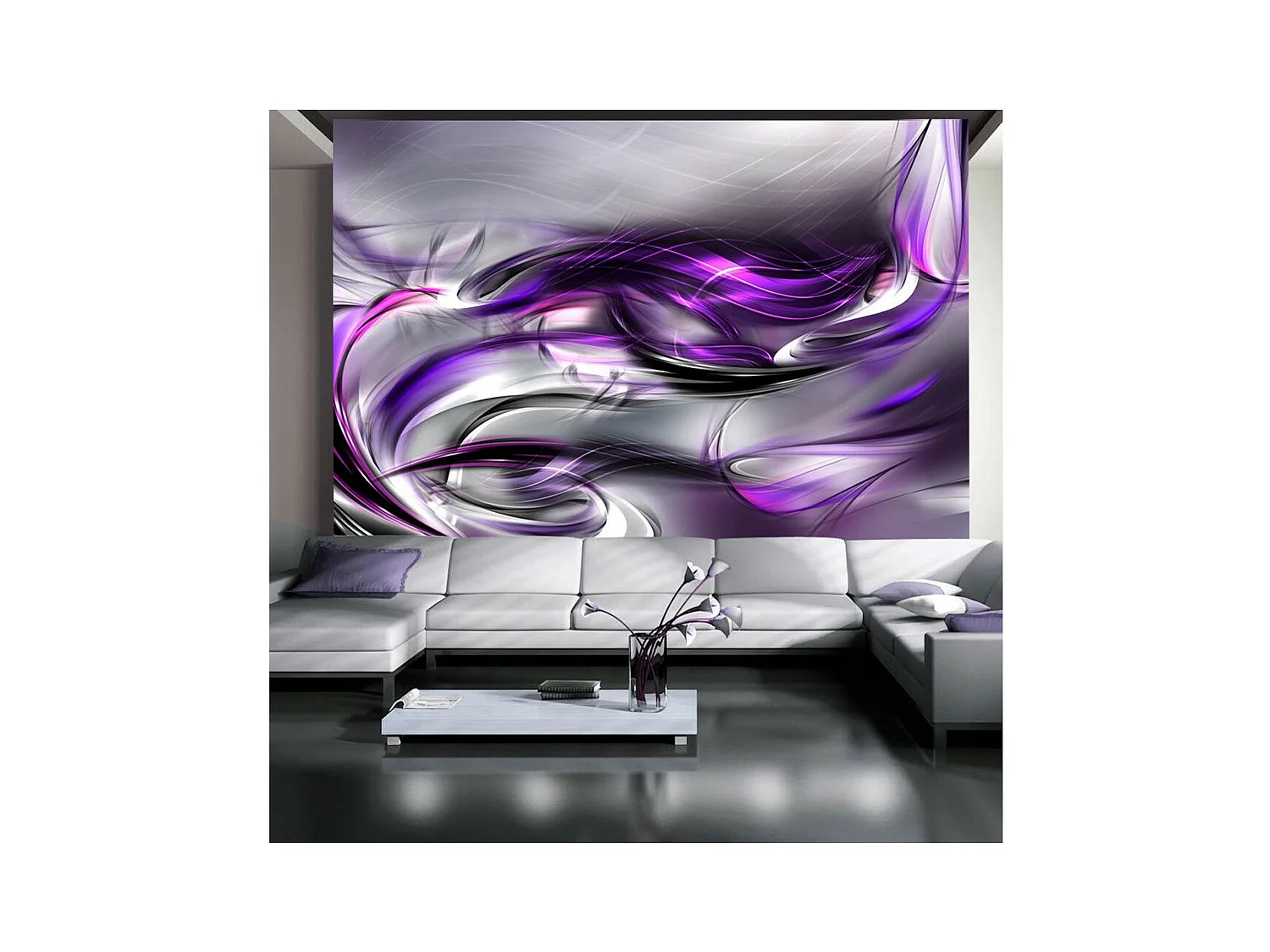 Papier Peint "Tourbillons Pourpre" 210 x 300 cm