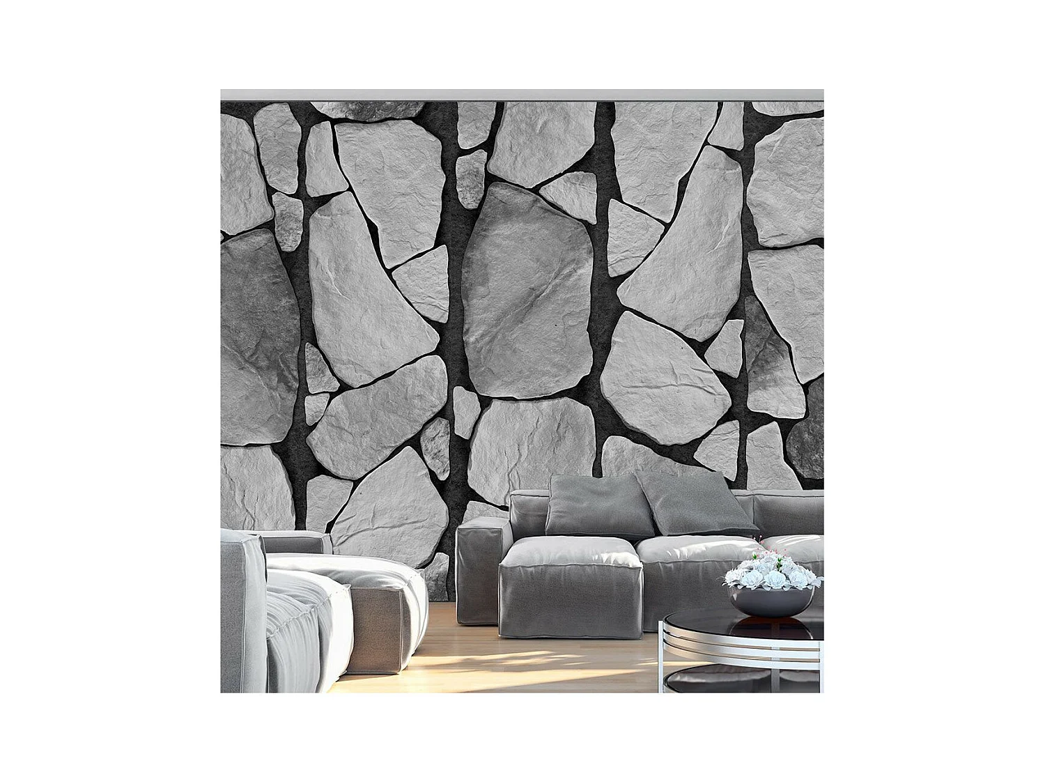 Papier Peint "Rocher dans la Grisaille" 50x1000cm