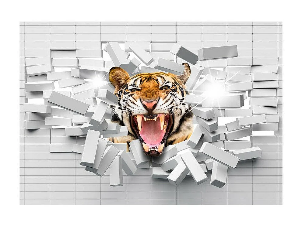 Papier Peint "Tiger Jump" 140 x 200 cm