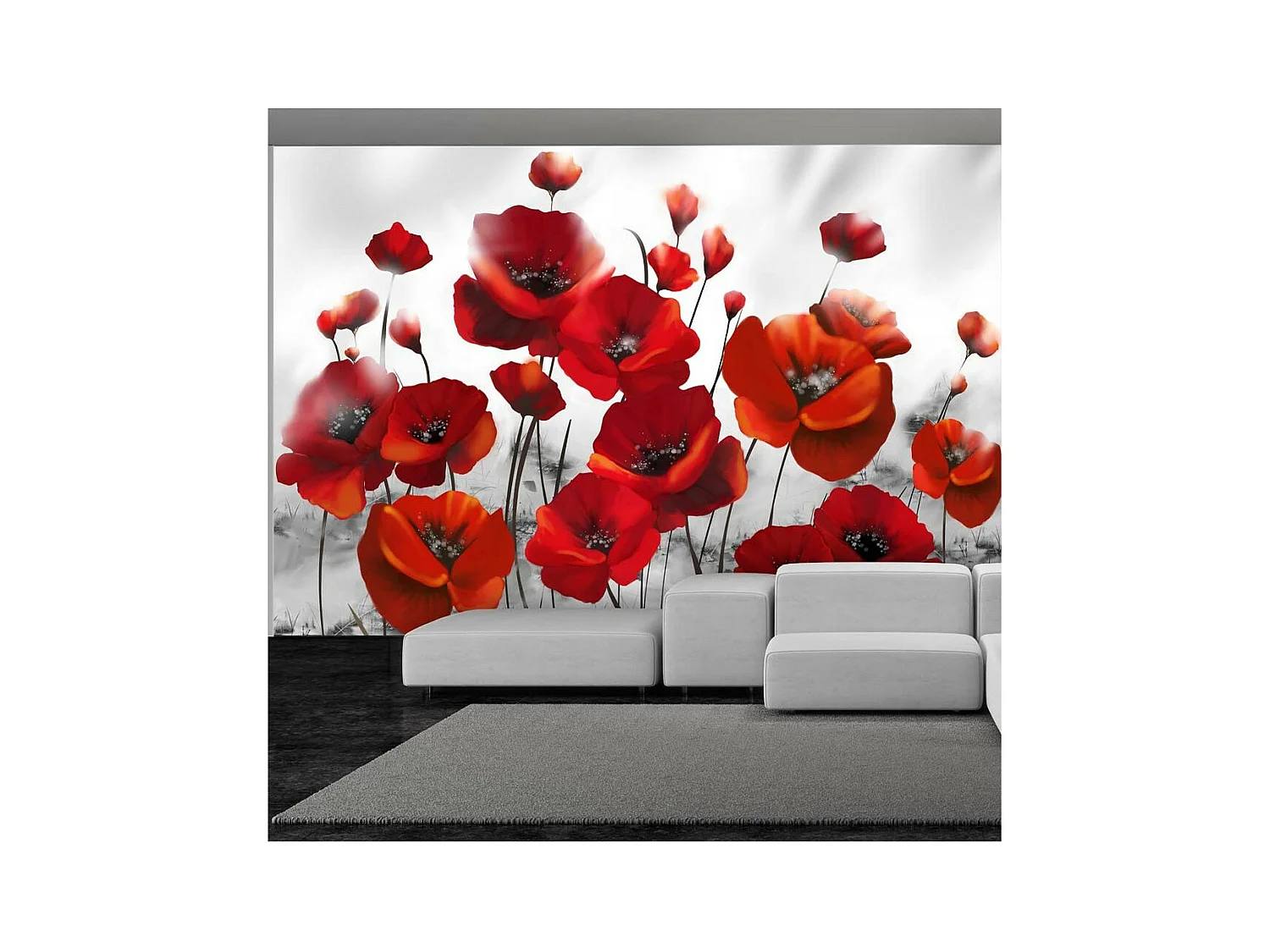 Papier Peint "Coquelicots dans au Clair de Lune" 105 x 150 cm
