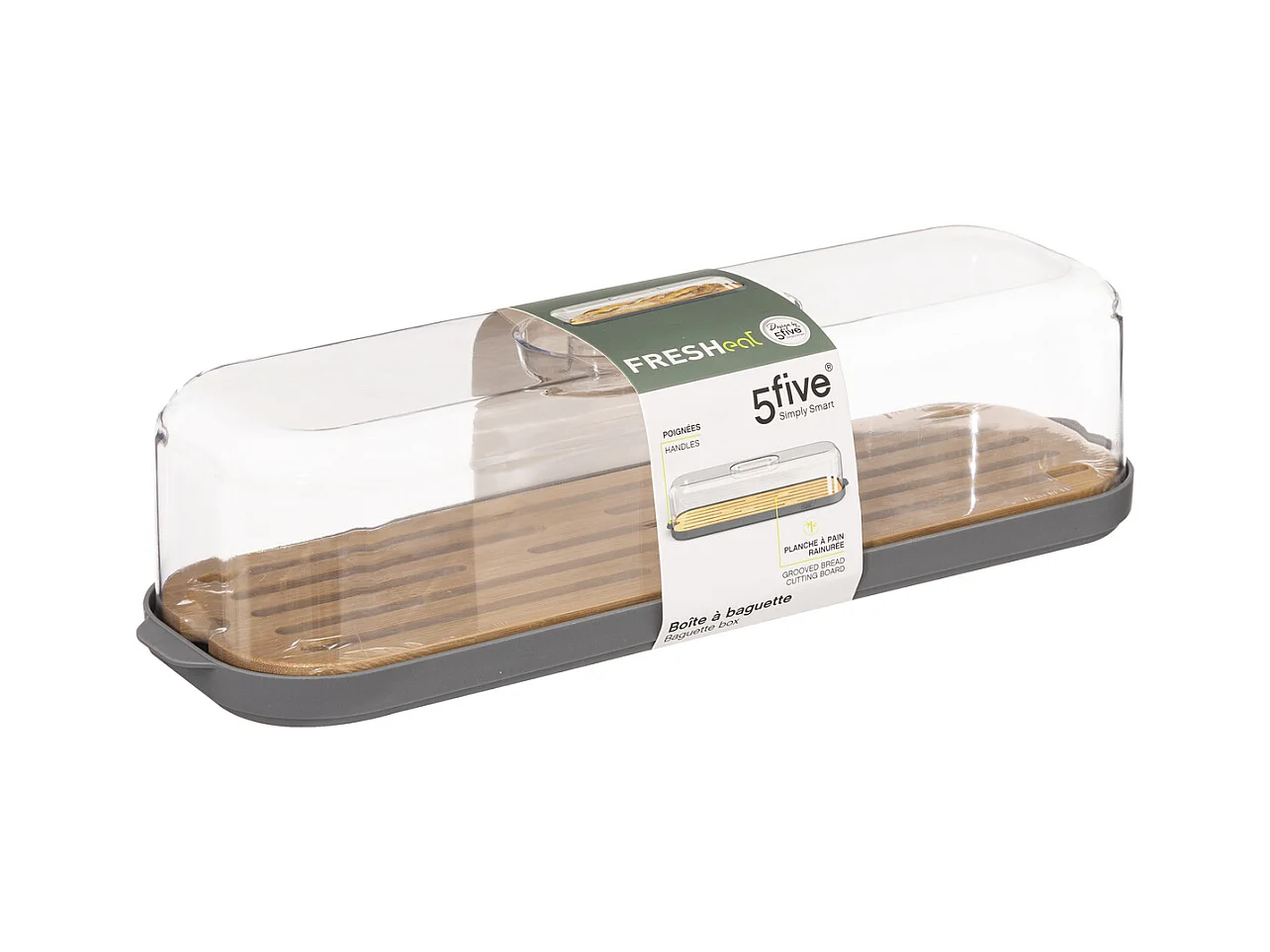 Boîte à Baguette "Fresheat" 39cm Gris & Transparent