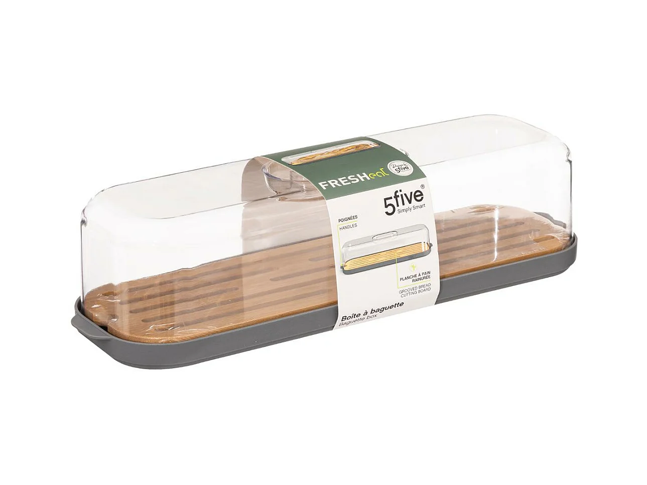 Boîte à Baguette "Fresheat" 39cm Gris & Transparent