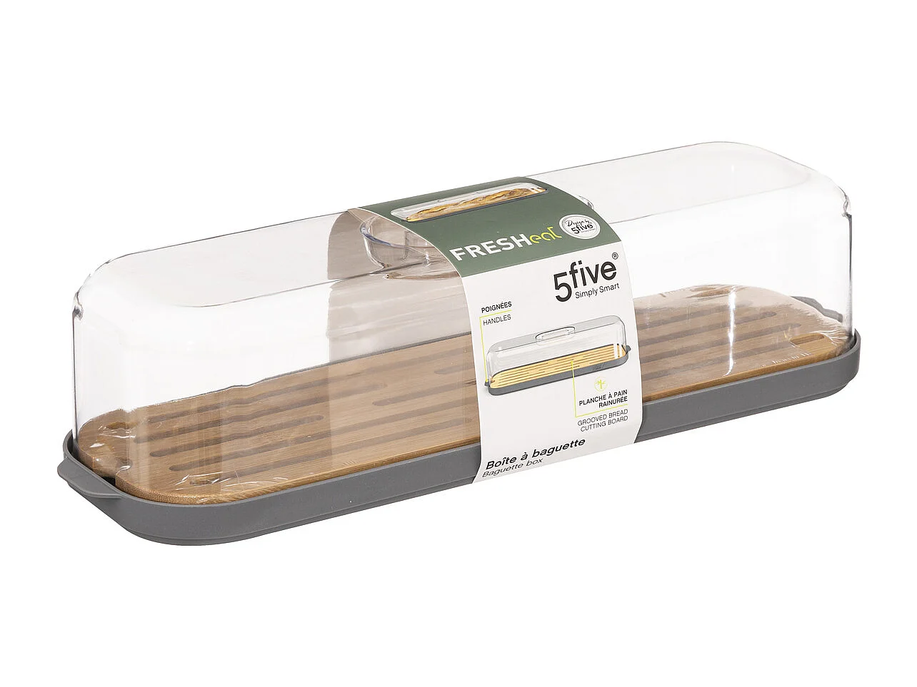Boîte à Baguette "Fresheat" 39cm Gris & Transparent
