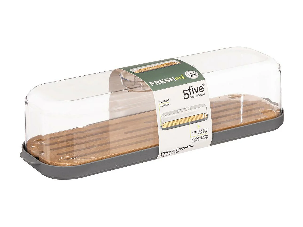 Boîte à Baguette "Fresheat" 39cm Gris & Transparent