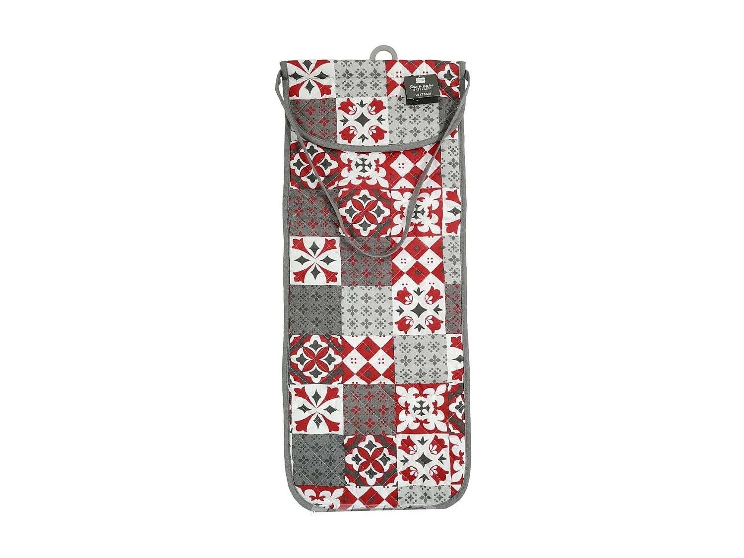 Sac à Pain "Credence" 28x70cm Gris & Rouge