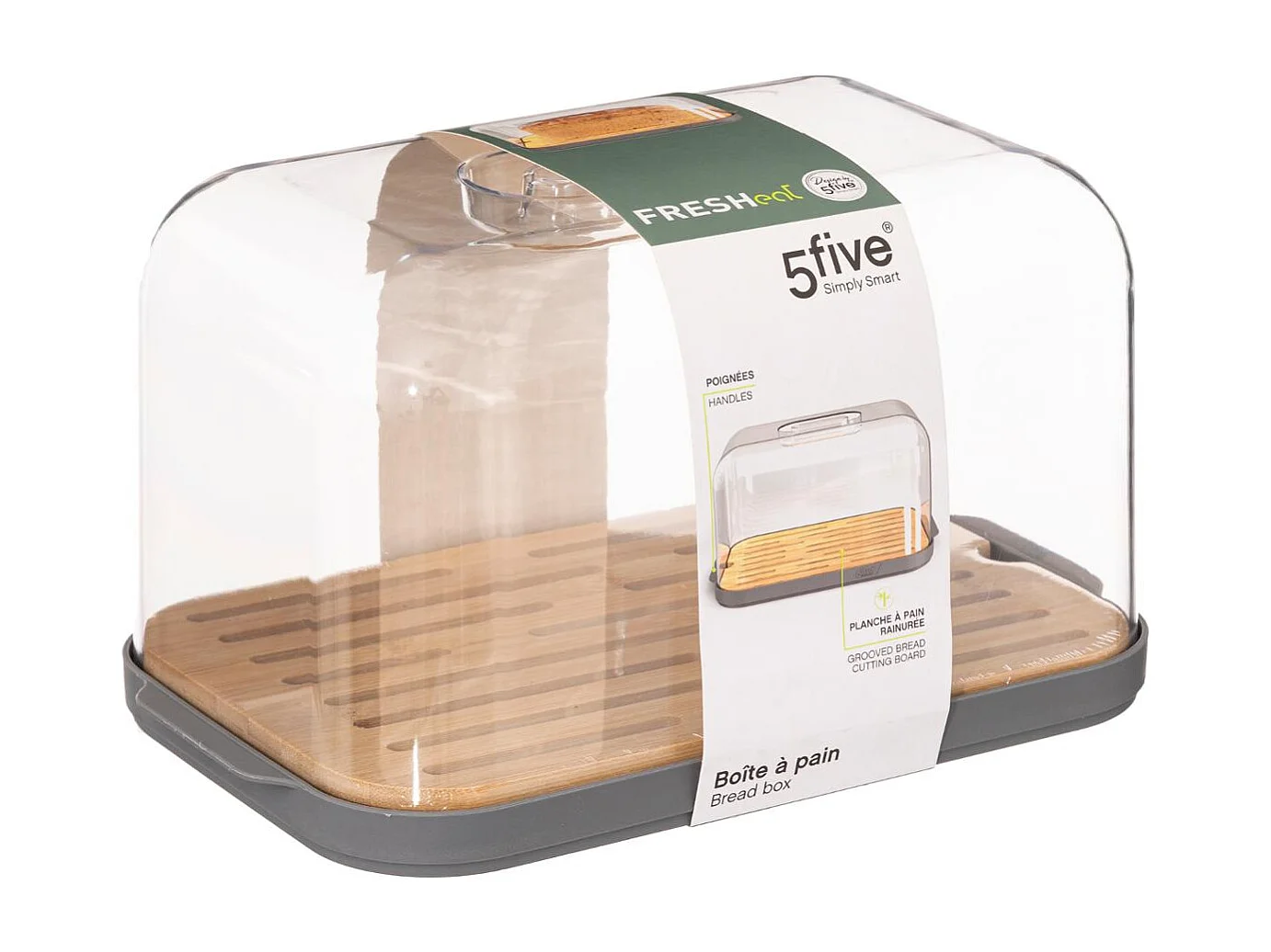 Boîte à Pain "Fresheat" 29cm Gris & Naturel