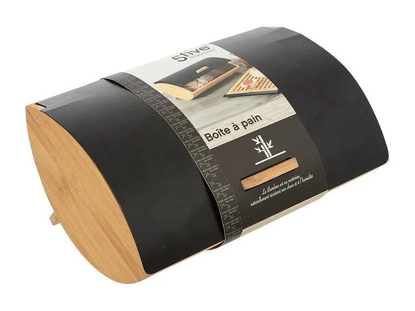 Boîte à Pain "Blackbamboo" 32cm Noir & Naturel
