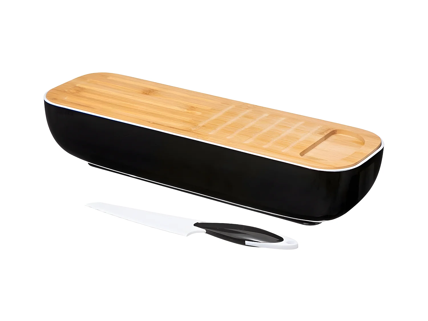 Boîte à Pain & Couteau "Blackbamboo" 40cm Noir