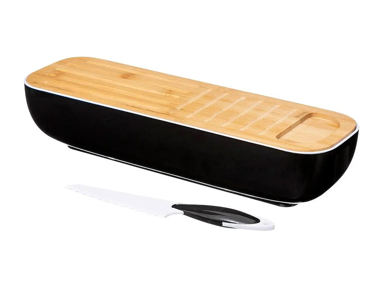 Boîte à Pain & Couteau "Blackbamboo" 40cm Noir