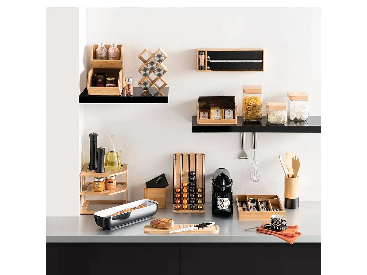 Boîte à Pain & Couteau "Blackbamboo" 40cm Noir