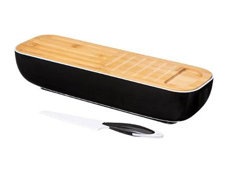 Boîte à Pain & Couteau "Blackbamboo" 40cm Noir