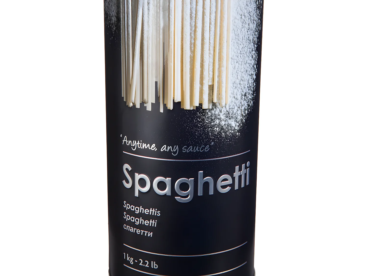 Spaghettibehälter aus Eisen mit schwarzem Relief 1kg Durchmesser 8,5x h27 cm