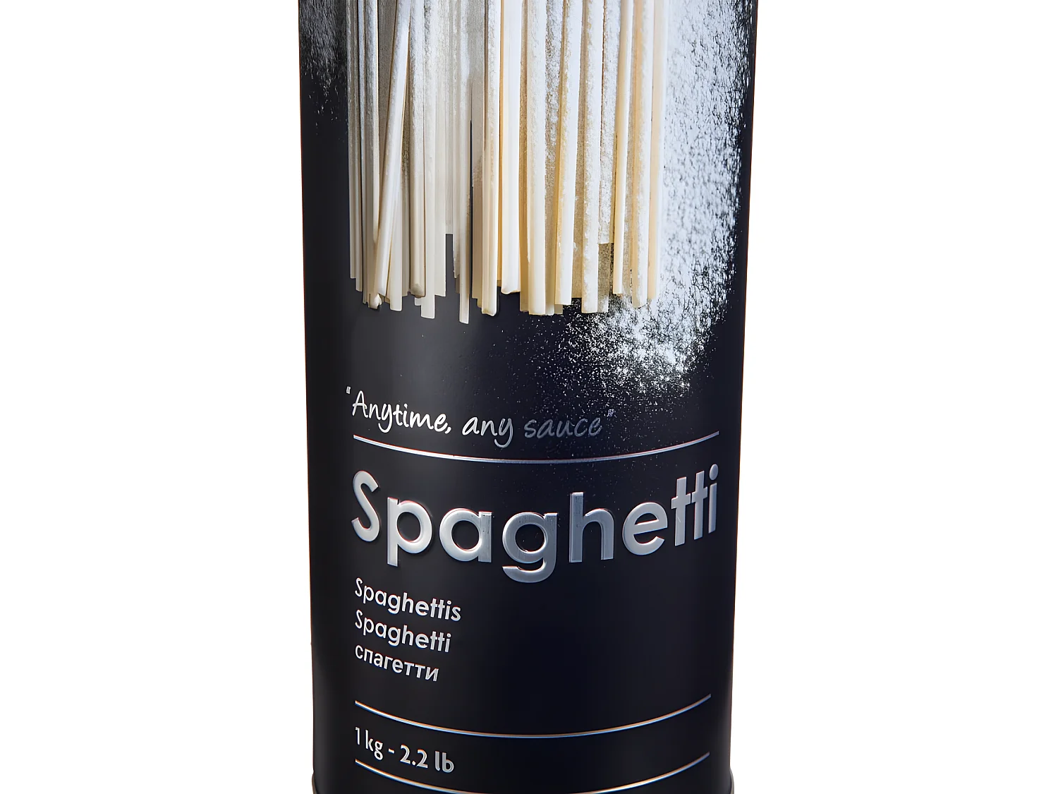 Spaghettibehälter aus Eisen mit schwarzem Relief 1kg Durchmesser 8,5x h27 cm