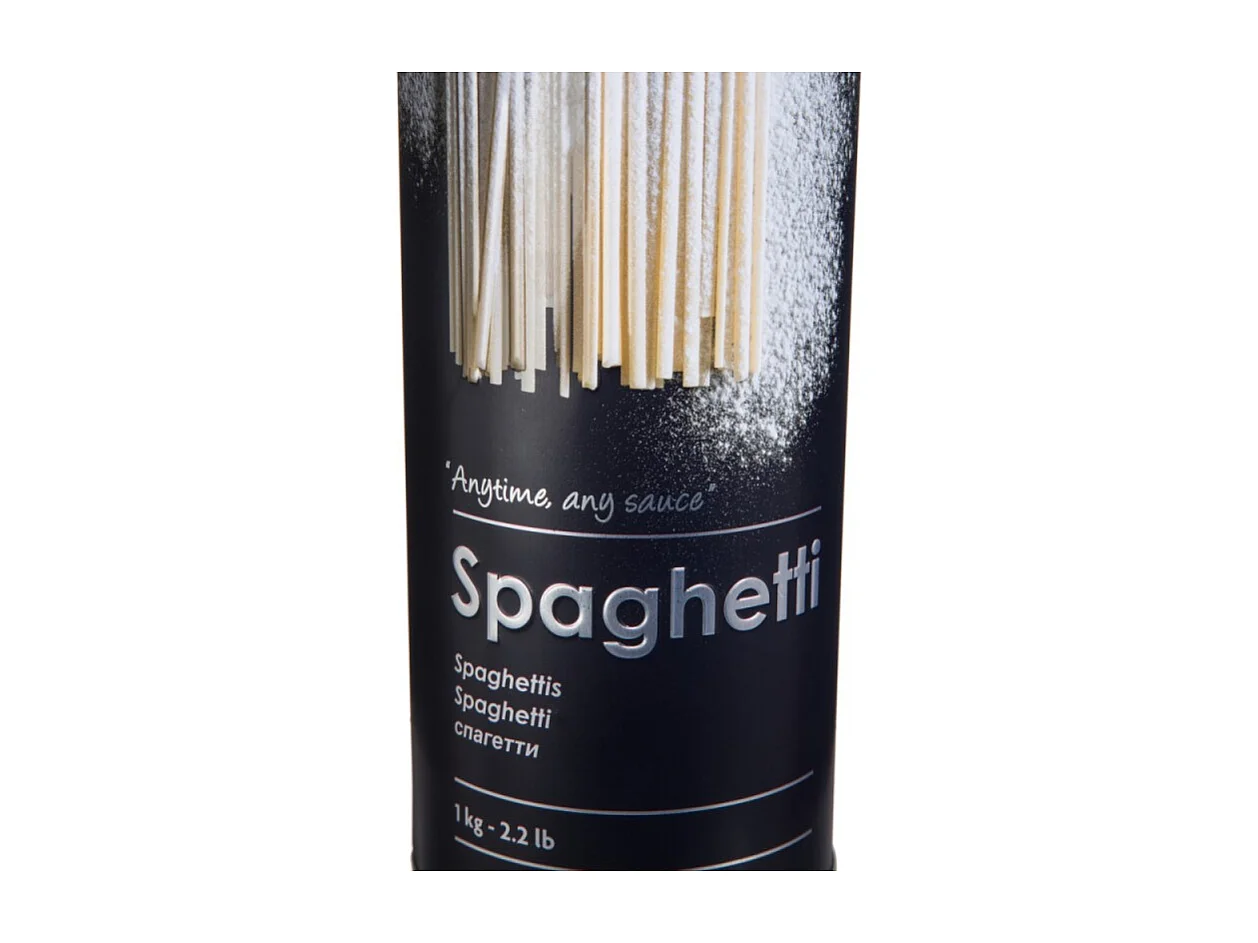 Spaghettibehälter aus Eisen mit schwarzem Relief 1kg Durchmesser 8,5x h27 cm