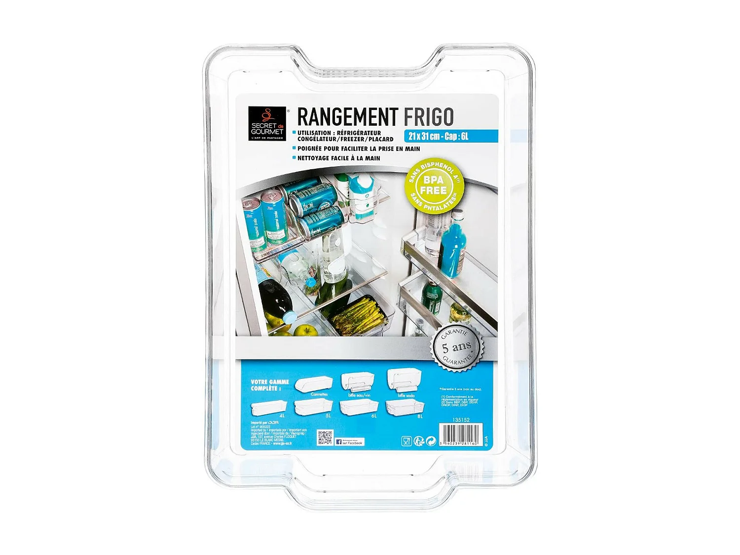 Bac de Rangement "Frigo" 6L Transparent