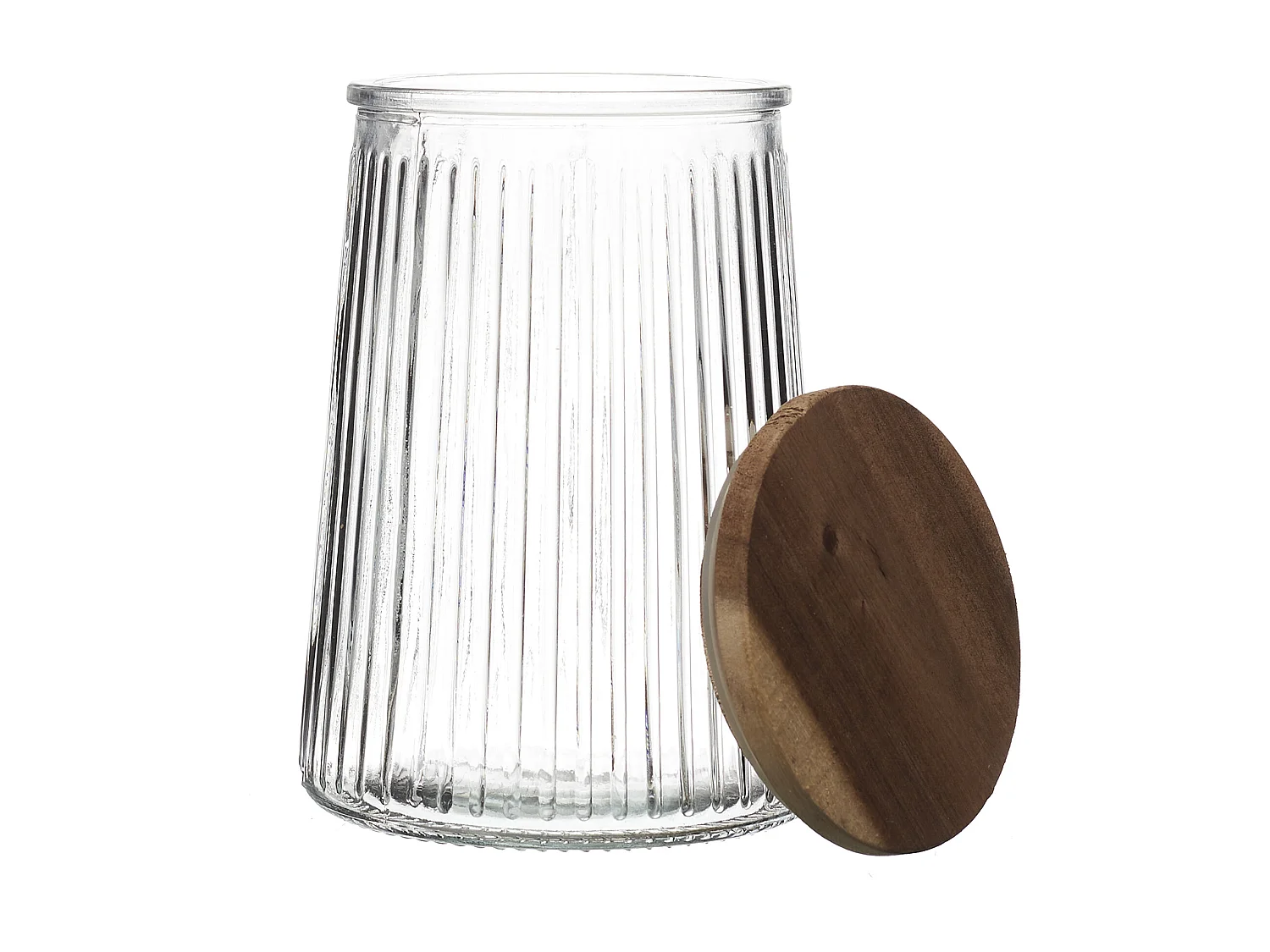 Bocal En Verre Top Acacia 95cl Transparent, Marron