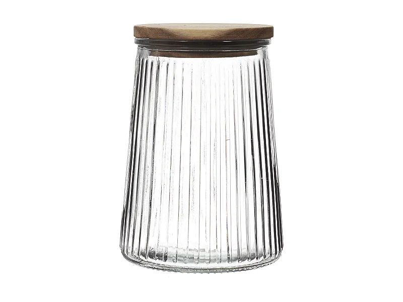 Bocal En Verre Top Acacia 95cl Transparent, Marron