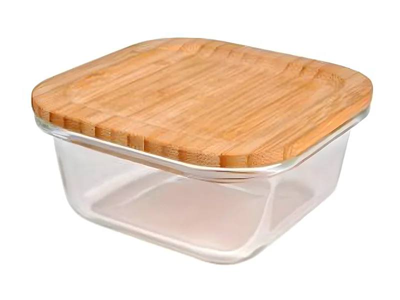 Boîte de Conservation Carrée "Bambou" 0,8L Naturel
