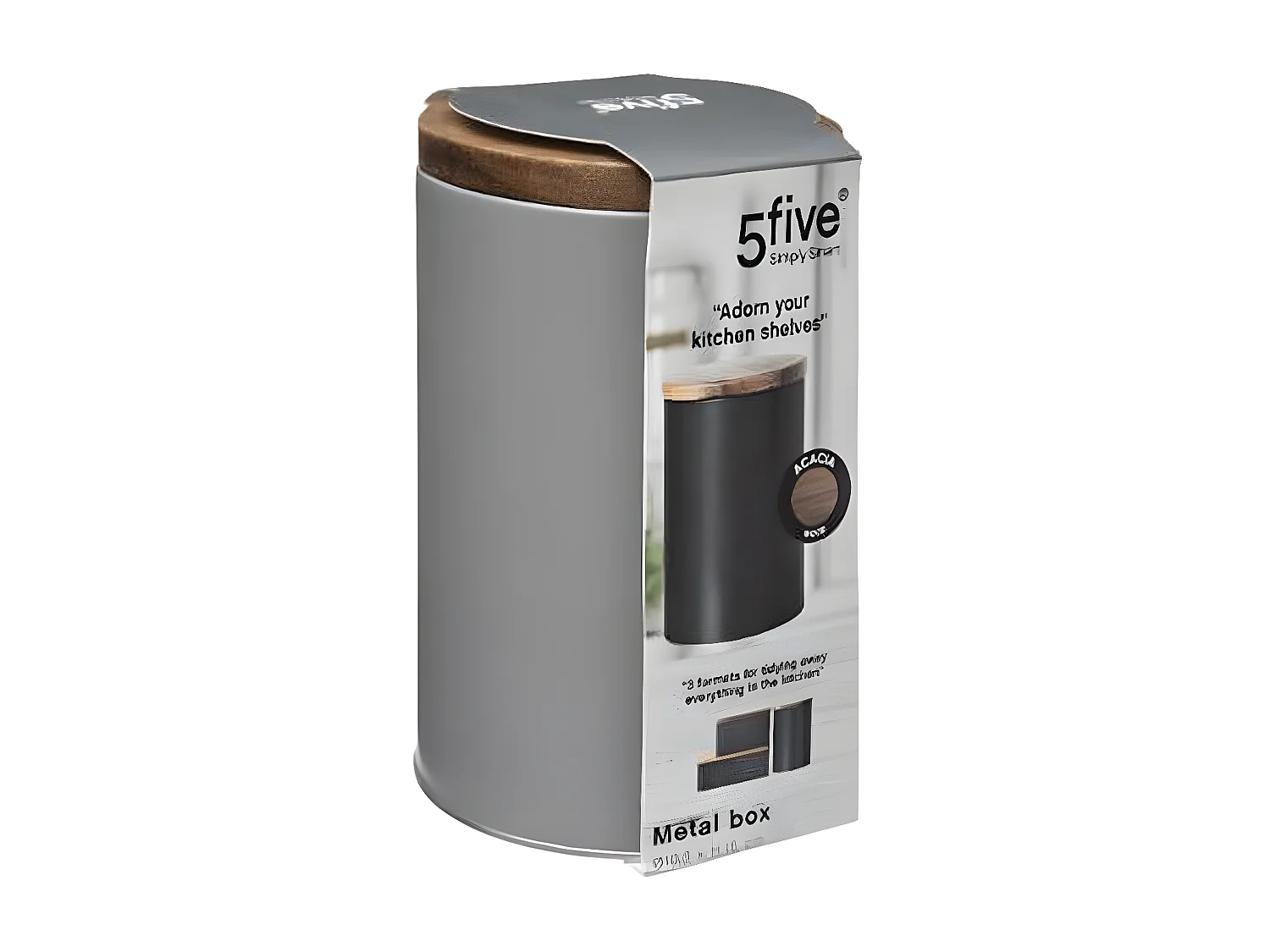 Boîte de Conservation en Métal "Acacia" 15cm Gris