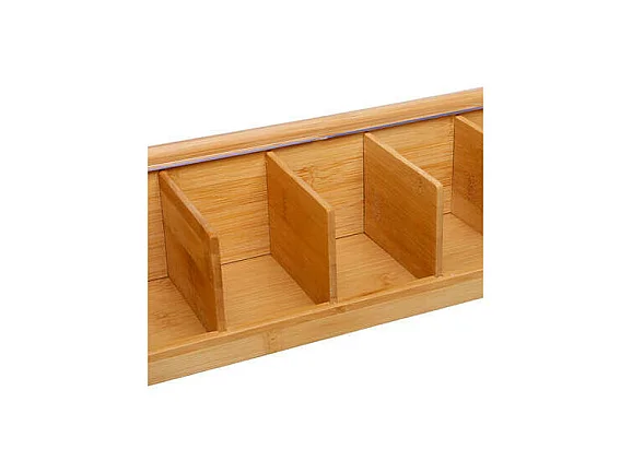 Boîte à Thé 5 Compartiments "Bambou" 36cm Naturel